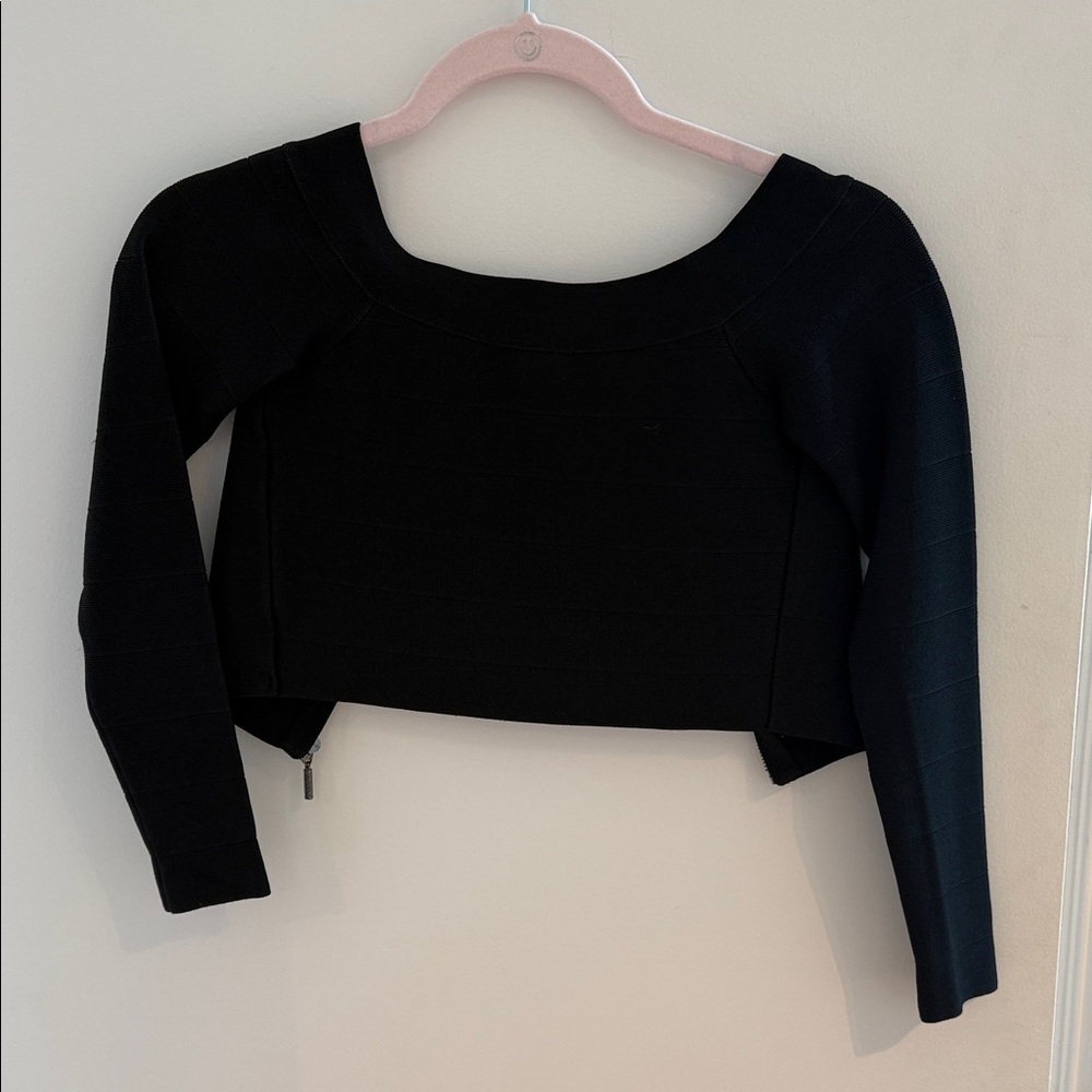 Black Long Sleeve Crop Top bandage by Guess
